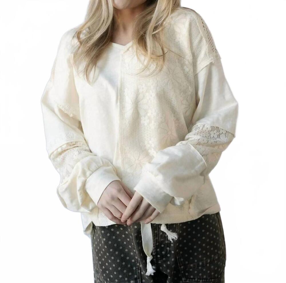 NEW MITTOSHOP georgia lace top in cream